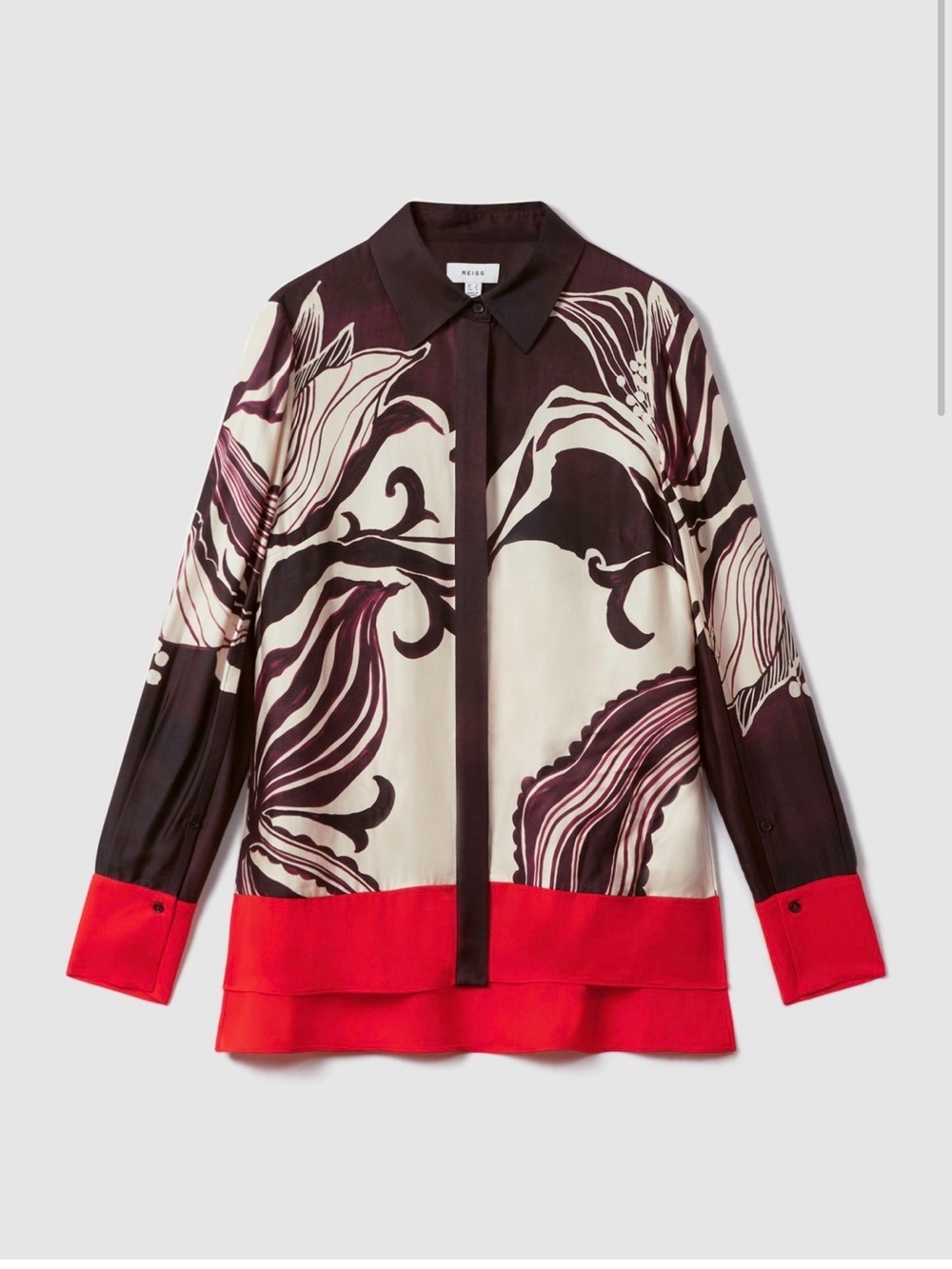 Reiss Kari Printed High-Low Button Down Shirt